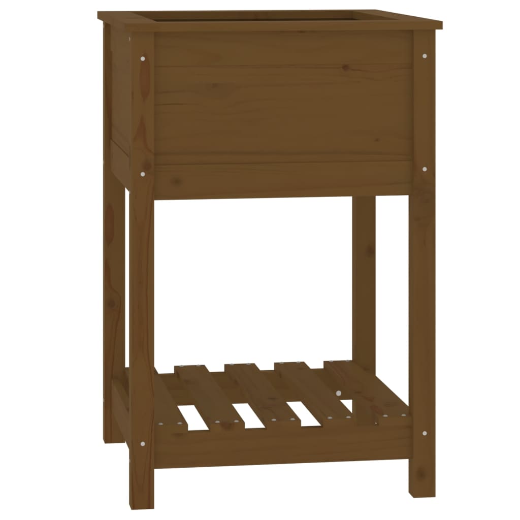 Fioriera con Mensola Ambra 54x54x81cm in Legno Massello di Pino