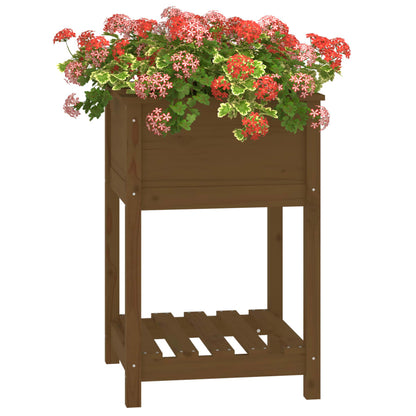 Fioriera con Mensola Ambra 54x54x81cm in Legno Massello di Pino