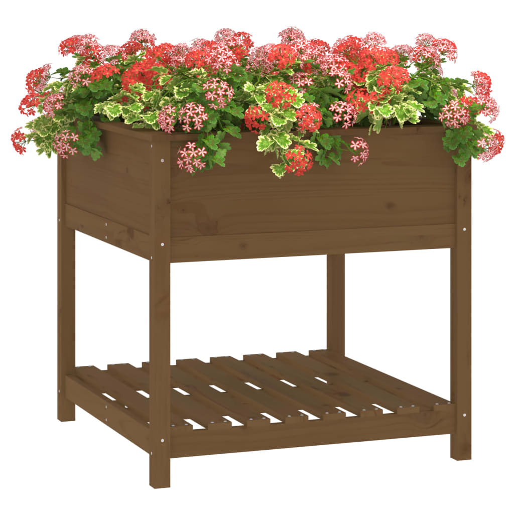Fioriera con Mensola Ambra 82,5x82,5x81 cm Legno Massello Pino