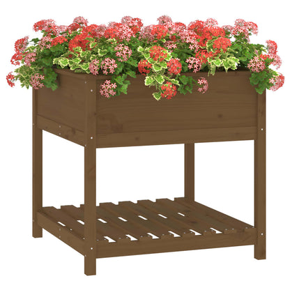 Fioriera con Mensola Ambra 82,5x82,5x81 cm Legno Massello Pino