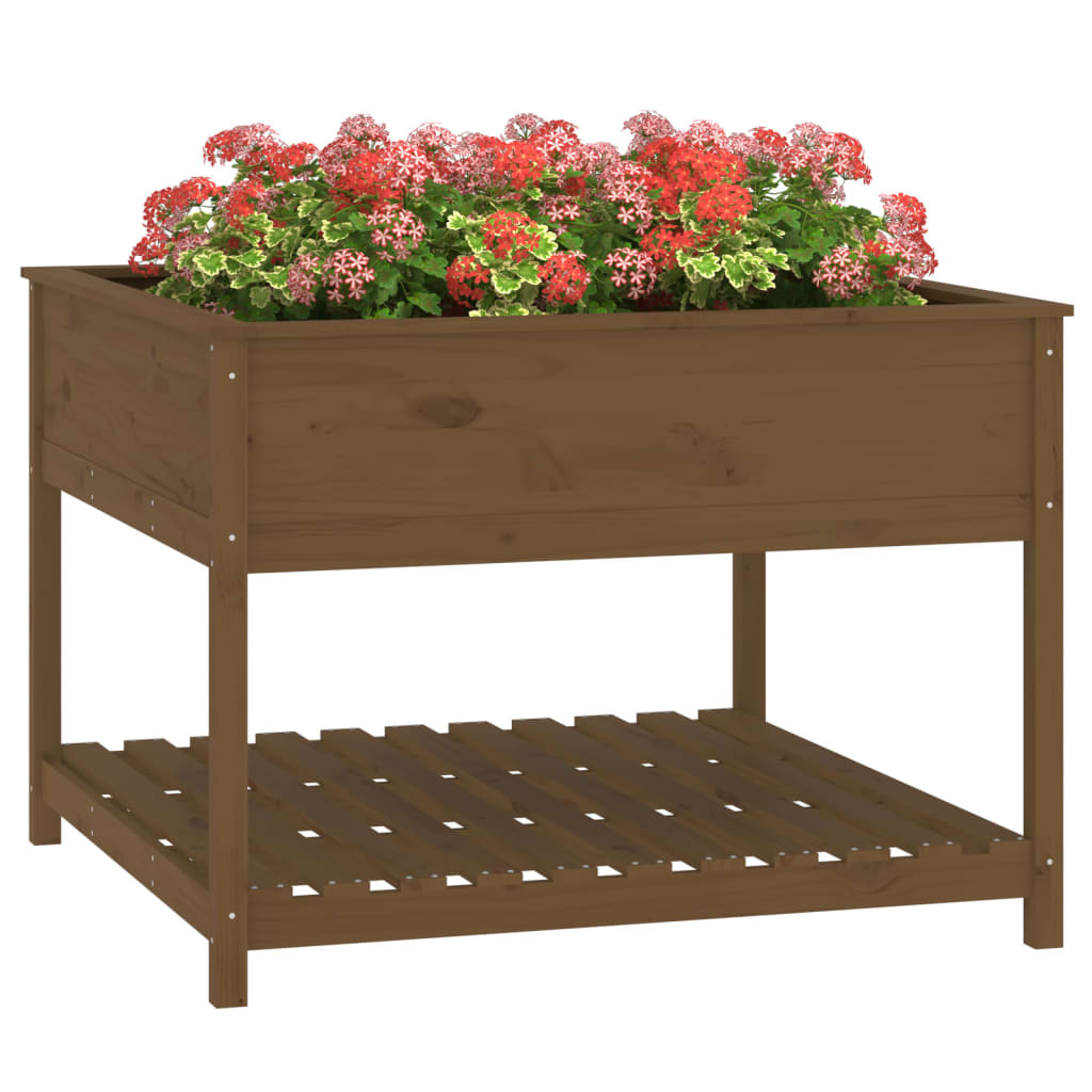 Fioriera con Mensola Ambra 111,5x111,5x81cm Legno Massello Pino