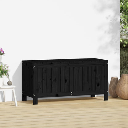 Contenitore da Giardino Nero 108x42,5x54cm Legno Massello Pino