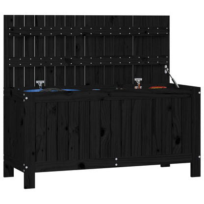 Contenitore da Giardino Nero 108x42,5x54cm Legno Massello Pino