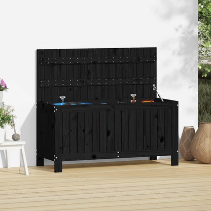 Contenitore da Giardino Nero 108x42,5x54cm Legno Massello Pino