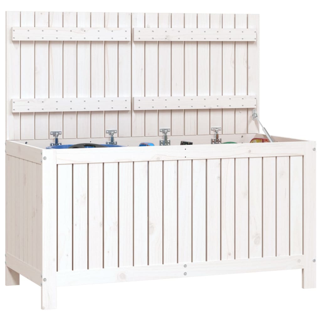 Contenitore da Giardino Bianco 121x55x64 cm Legno Massello Pino