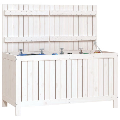 Contenitore da Giardino Bianco 121x55x64 cm Legno Massello Pino