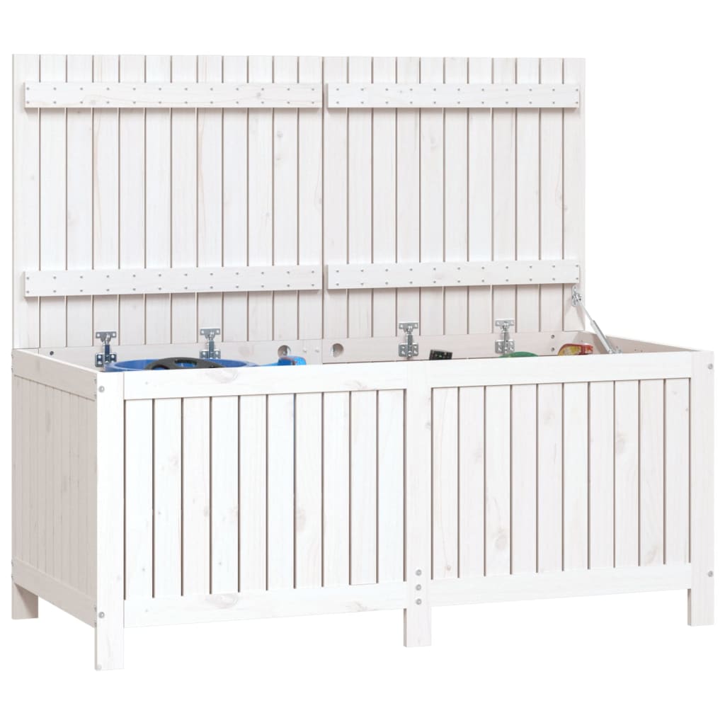 Contenitore da Giardino Bianco 147x68x64 cm Legno Massello Pino