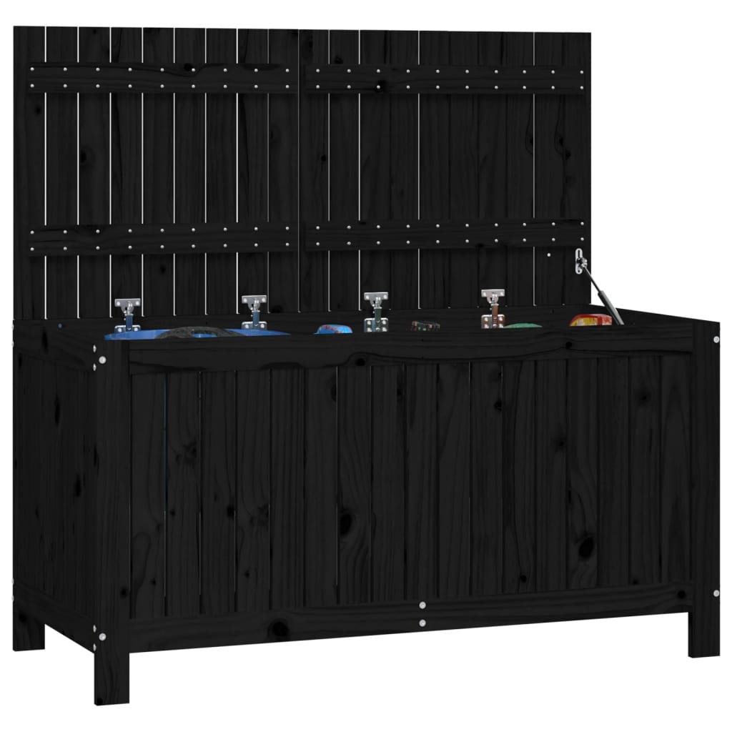 Contenitore da Giardino Nero 147x68x64cm Legno Massello di Pino