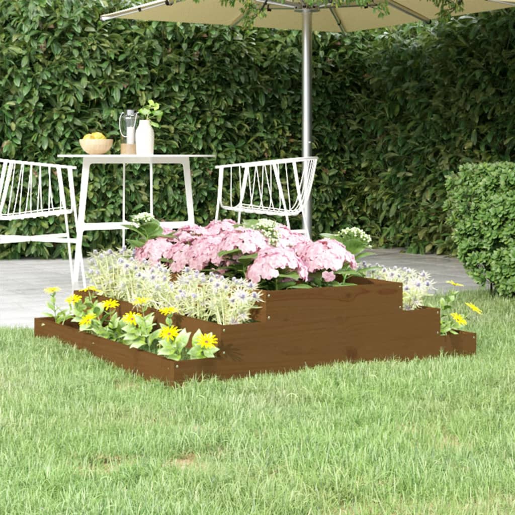 Fioriera Marrone Ambra 110x110x27 cm in Legno Massello di Pino