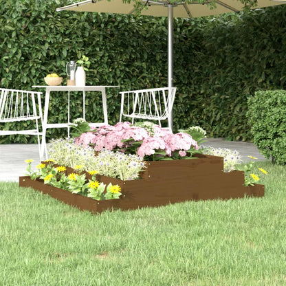 Fioriera Marrone Ambra 110x110x27 cm in Legno Massello di Pino