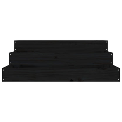 Fioriera Nera 78x78x27 cm in Legno Massello di Pino