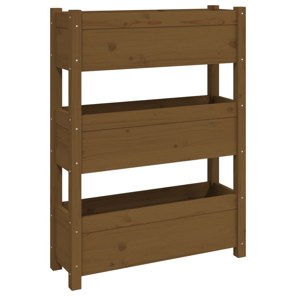 Fioriera Marrone Ambra 77x25x104,5 cm in Legno Massello di Pino
