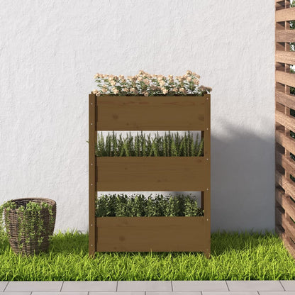 Fioriera Marrone Ambra 77x25x104,5 cm in Legno Massello di Pino