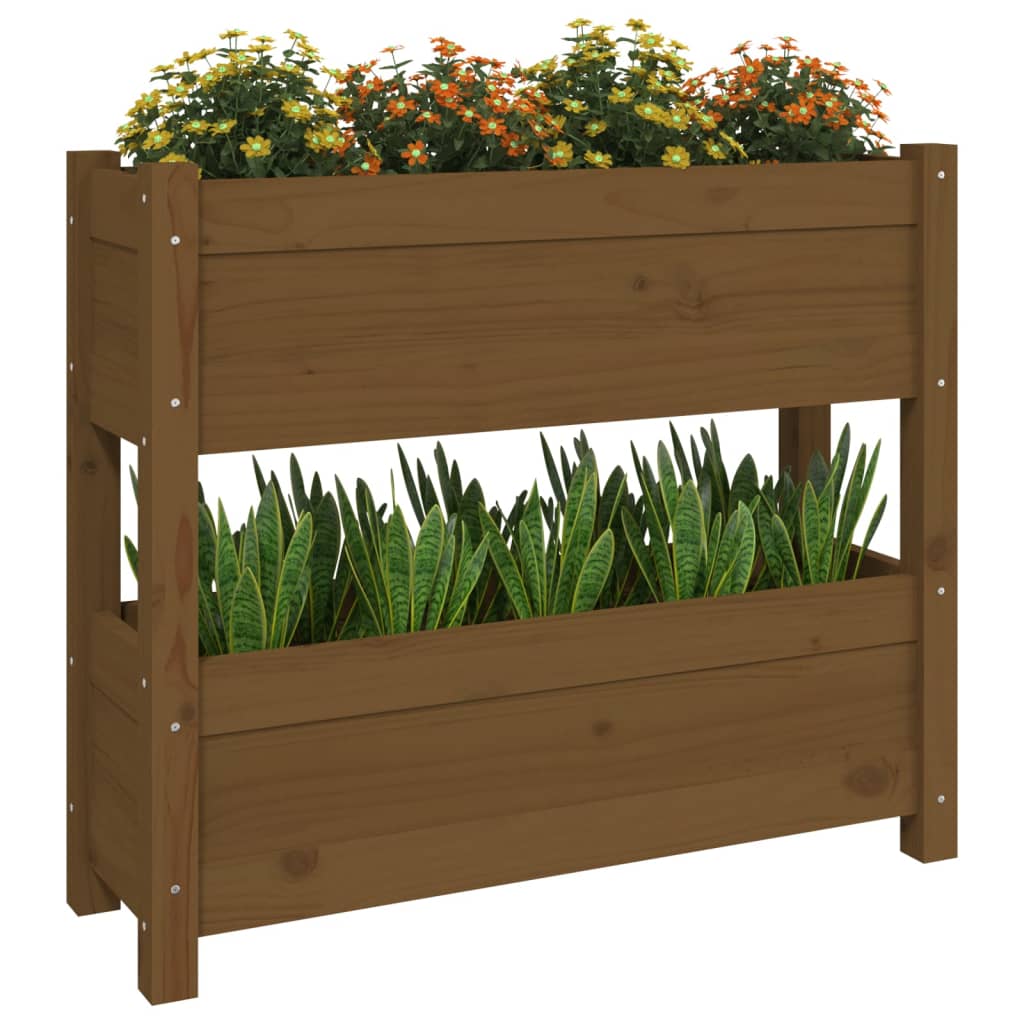 Fioriera Marrone Ambra 77x25x66 cm in Legno Massello di Pino