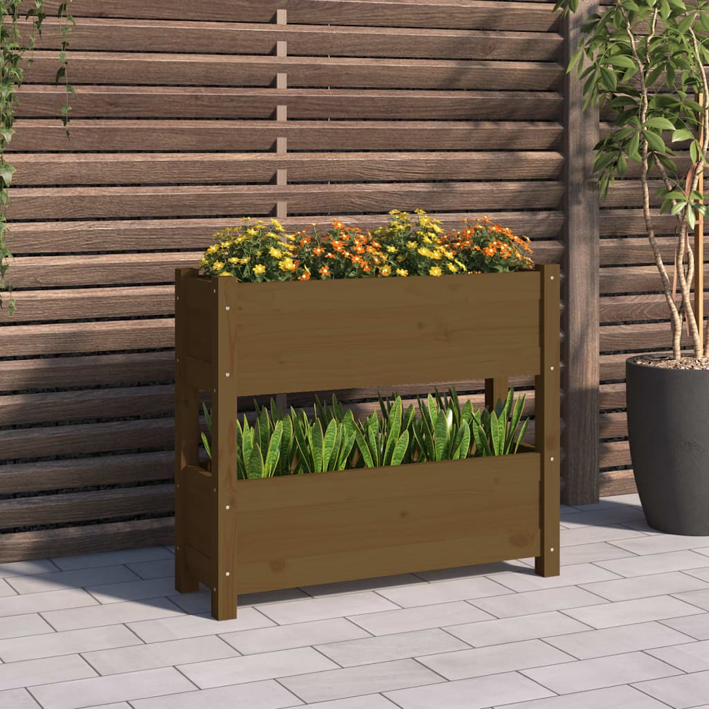 Fioriera Marrone Ambra 77x25x66 cm in Legno Massello di Pino