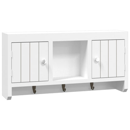 Armadietto per Chiavi Bianco 40x8,5x20 cm in Legno e Acciaio