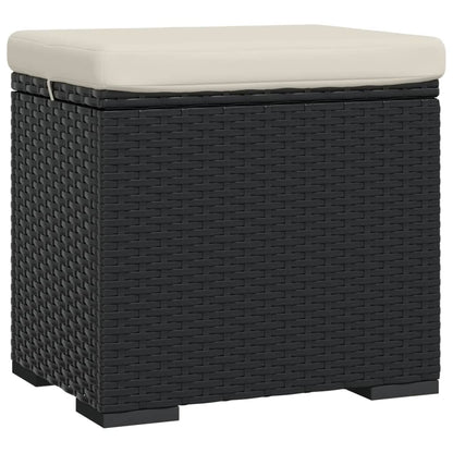 Ottomana con Cuscino Nero 40x30x40 cm in Polyrattan