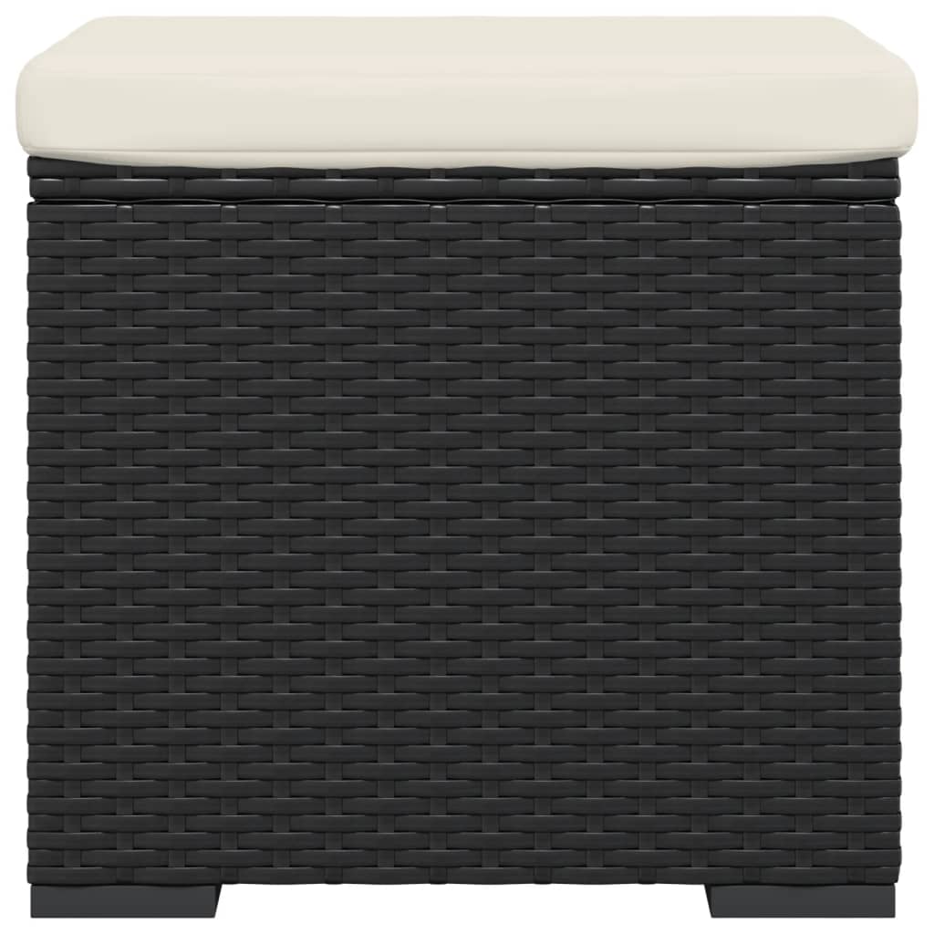 Ottomana con Cuscino Nero 40x30x40 cm in Polyrattan