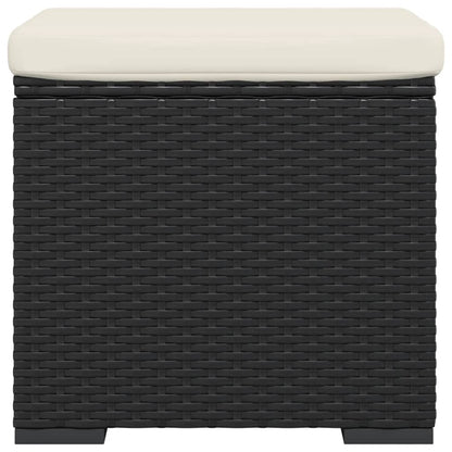 Ottomana con Cuscino Nero 40x30x40 cm in Polyrattan