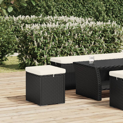 Ottomana con Cuscino Nero 40x30x40 cm in Polyrattan