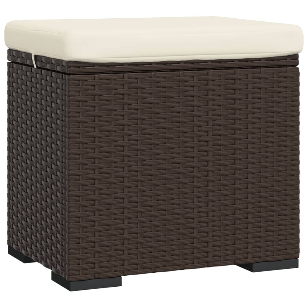 Ottomana con Cuscino Marrone 40x30x40 cm in Polyrattan