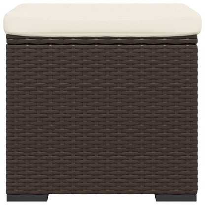 Ottomana con Cuscino Marrone 40x30x40 cm in Polyrattan