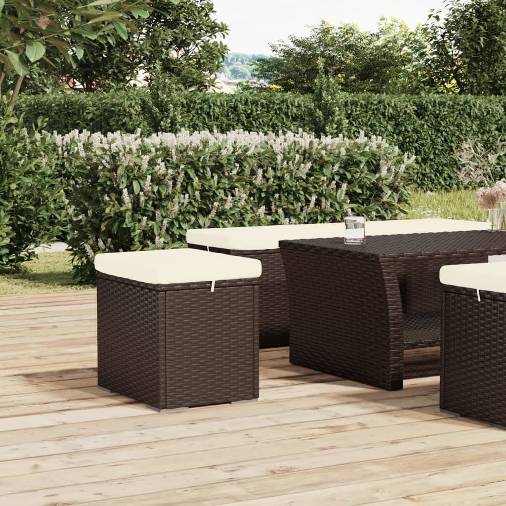 Ottomana con Cuscino Marrone 40x30x40 cm in Polyrattan