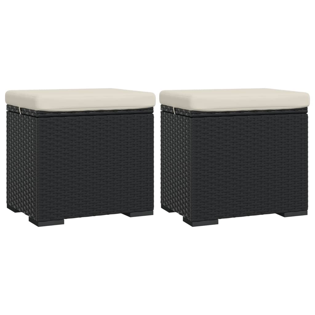 Ottomane con Cuscini 2pz Nero 40x30x40 cm in Polyrattan