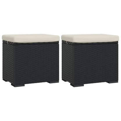 Ottomane con Cuscini 2pz Nero 40x30x40 cm in Polyrattan