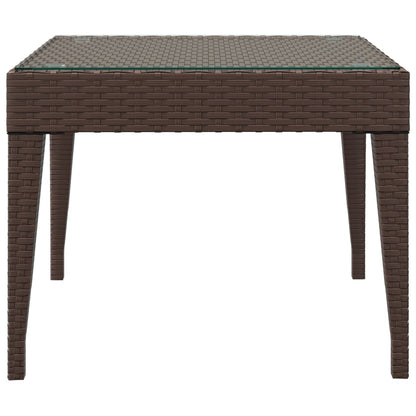 Tavolino Marrone 50x50x38 cm Polyrattan e Vetro Temperato