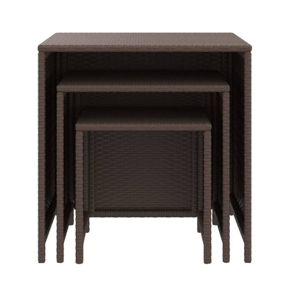 Tavolini Impilabili 3 pz Marroni in Polyrattan