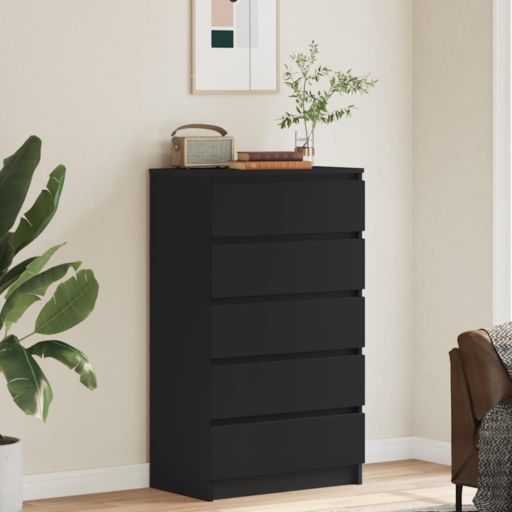 Cassettiera Nera 60x36x103 cm in Legno Multistrato