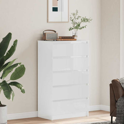 Cassettiera Bianco Lucido 60x36x103 cm in Legno Multistrato