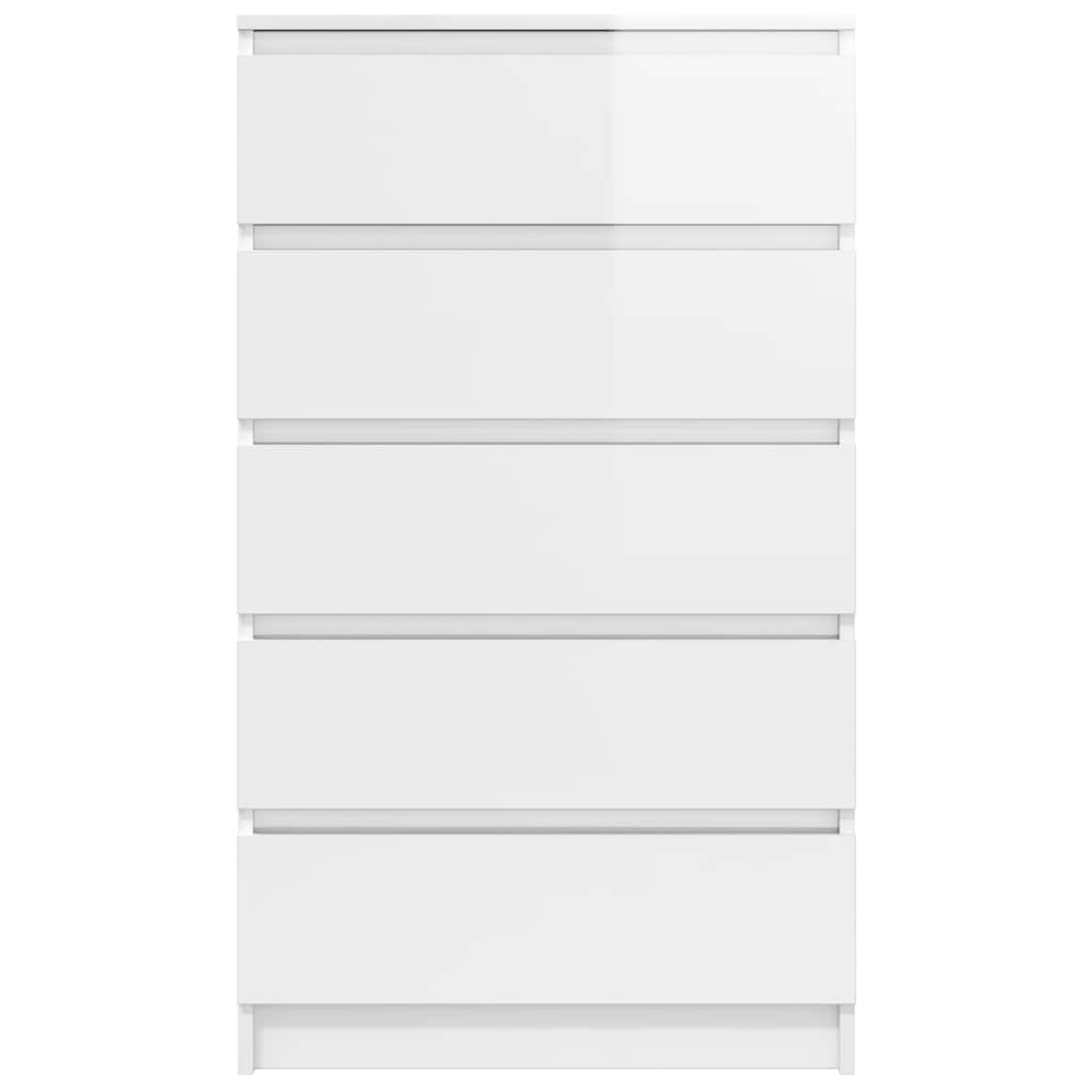 Cassettiera Bianco Lucido 60x36x103 cm in Legno Multistrato