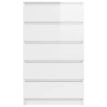 Cassettiera Bianco Lucido 60x36x103 cm in Legno Multistrato