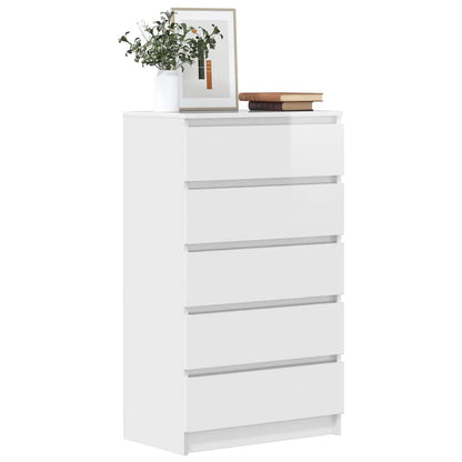 Cassettiera Bianco Lucido 60x36x103 cm in Legno Multistrato
