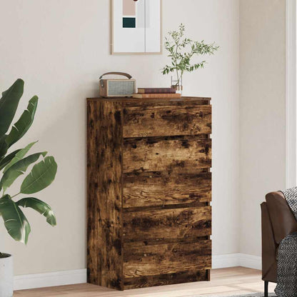 Cassettiera Rovere Fumo 60x36x103 cm in Legno Multistrato
