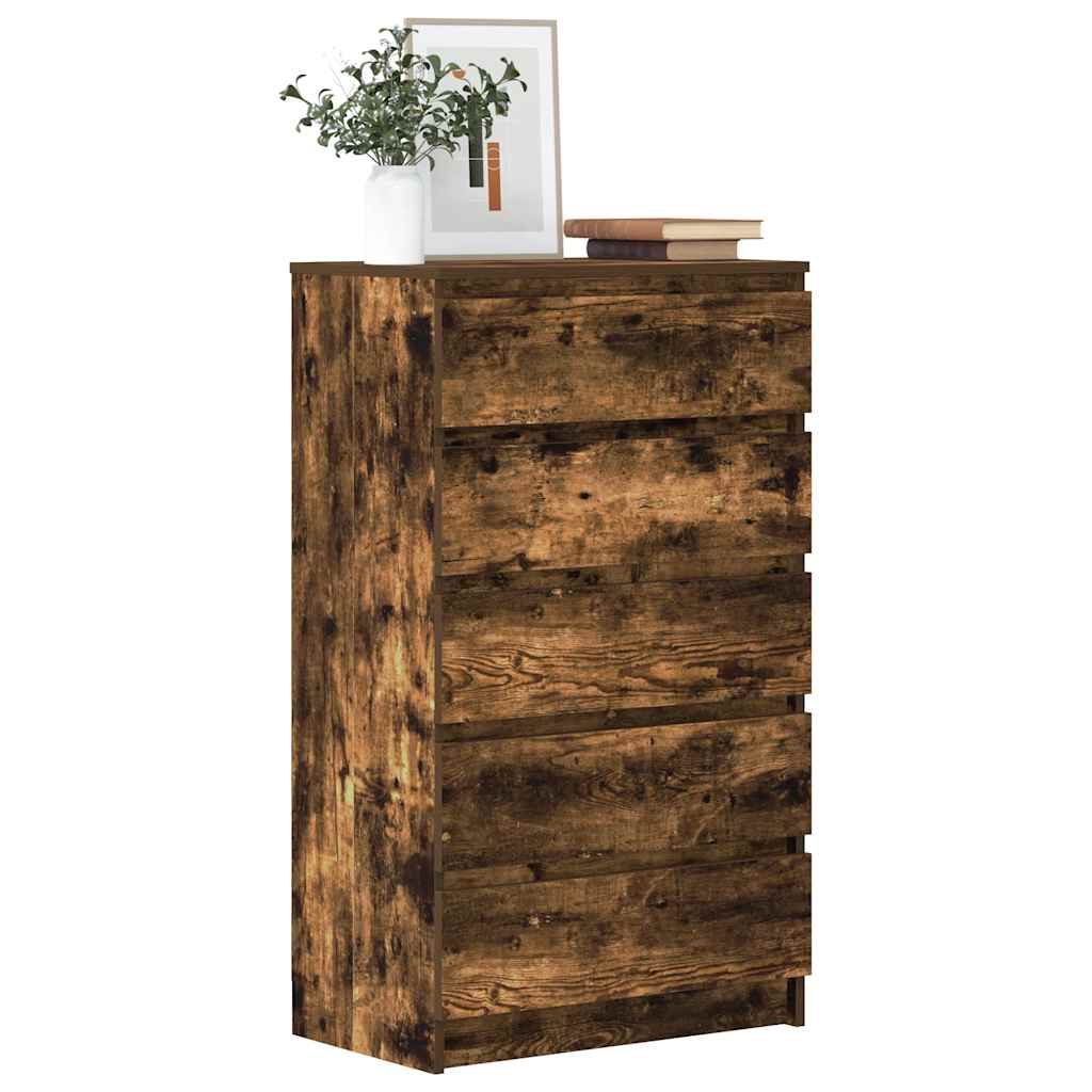 Cassettiera Rovere Fumo 60x36x103 cm in Legno Multistrato