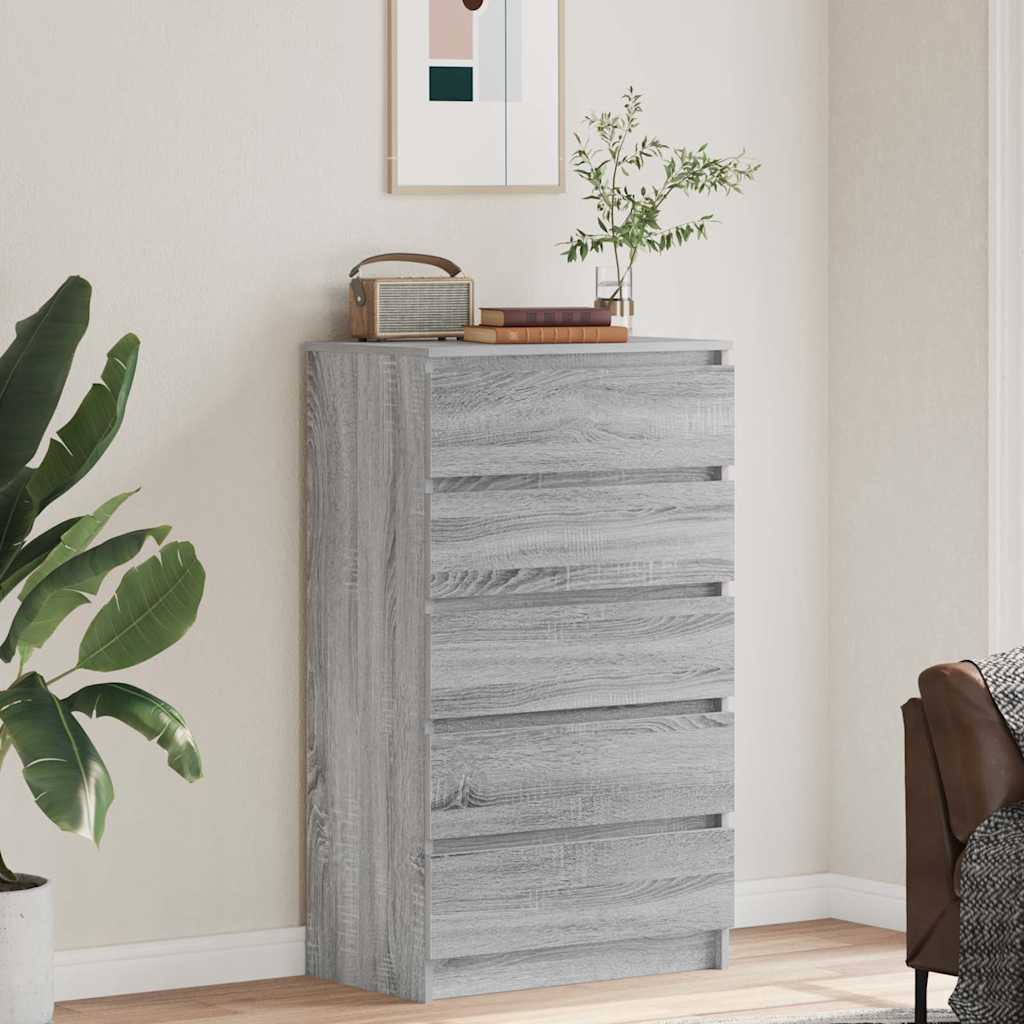 Cassettiera Grigio Sonoma 60x36x103 cm in Legno Multistrato