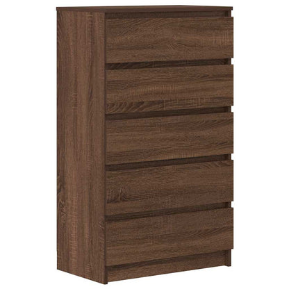Cassettiera Rovere Marrone 60x36x103 cm in Legno Multistrato
