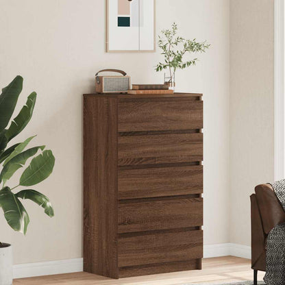 Cassettiera Rovere Marrone 60x36x103 cm in Legno Multistrato