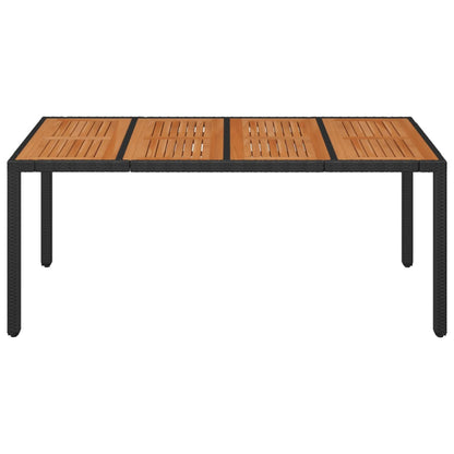 Tavolo da Giardino Piano in Legno Nero 190x90x75 cm Polyrattan