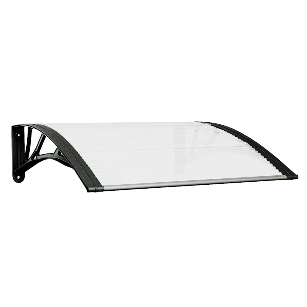 Tettoia per Porta Nero e Trasparente 80x75 cm in Policarbonato