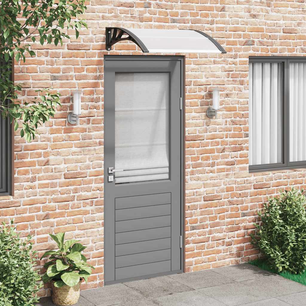 Tettoia per Porta Nero e Trasparente 80x75 cm in Policarbonato