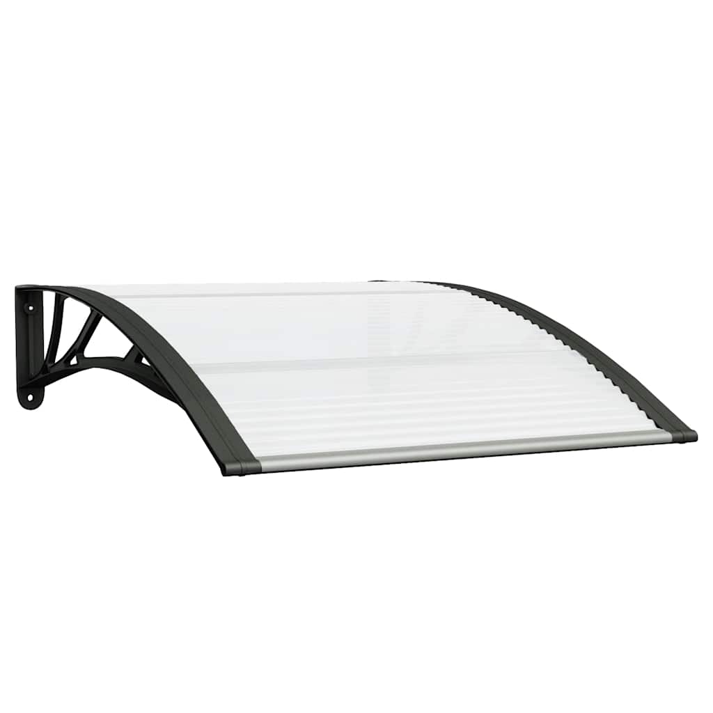 Tettoia per Porta Nero e Trasparente 100x75 cm in Policarbonato