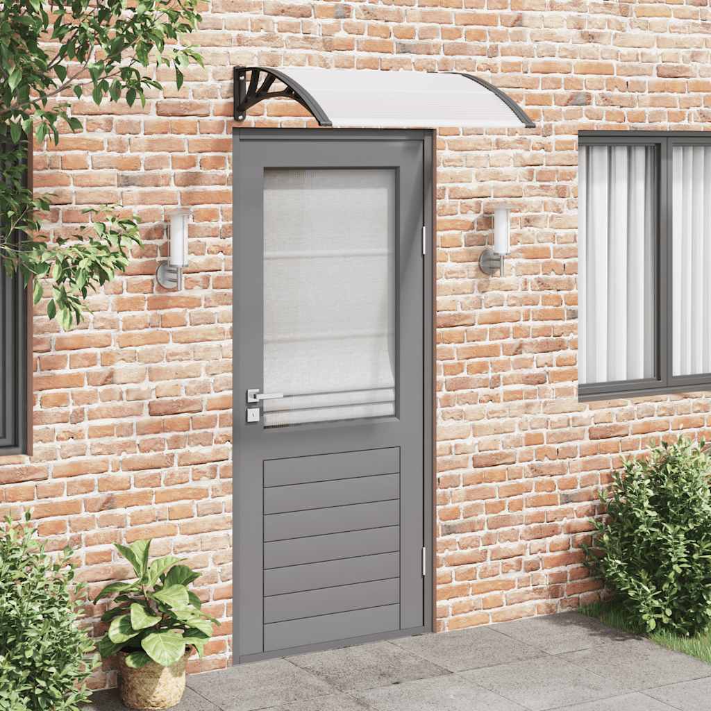 Tettoia per Porta Nero e Trasparente 100x75 cm in Policarbonato