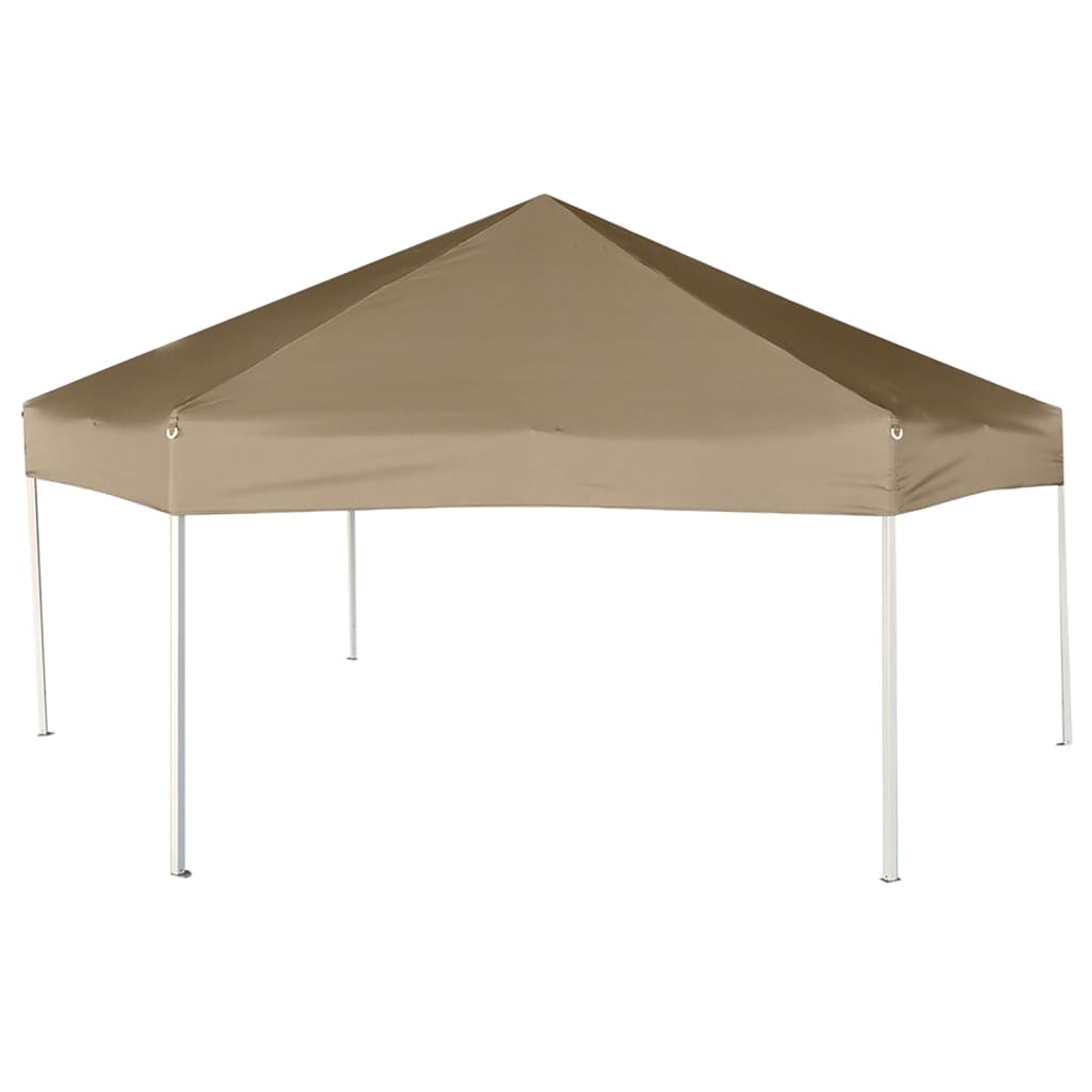 Tendone Esagono Pop-Up Pareti Laterali 3,6x3,1m Tortora 220g/mÃ‚Â²