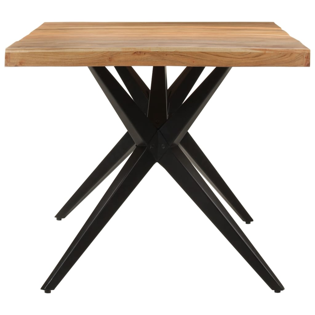 Tavolo da Pranzo Nero 180x90x77 cm in Legno Massello d'Acacia