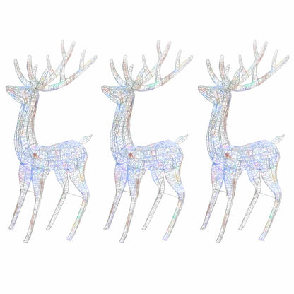 Renne di Natale XXL in Acrilico 250 LED 3 pz 180 cm Multicolore