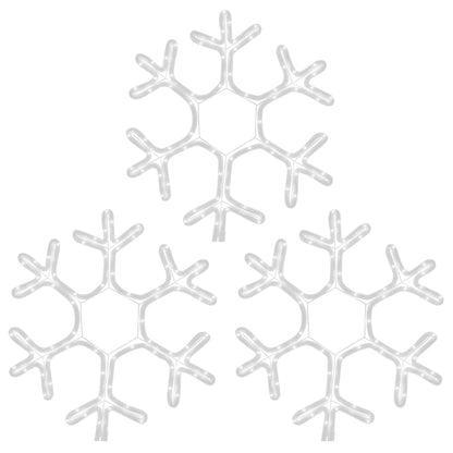Figura Natalizia Fiocco di Neve LED 3 pz Bianco Caldo 38x37 cm